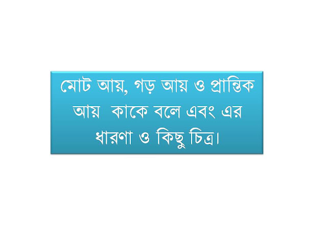 মোট আয়, গড় আয় ও প্রান্তিক আয়  কাকে বলে এবং এর ধারণা ও কিছু চিত্র।